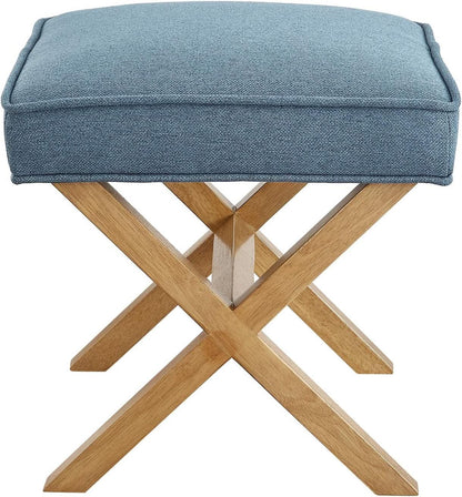 Indigo Blue Upholstered Ottoman Foot Stool 20Wx18Dx18H