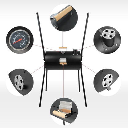 Portable Charcoal Grill With Thermometer Dual Sided