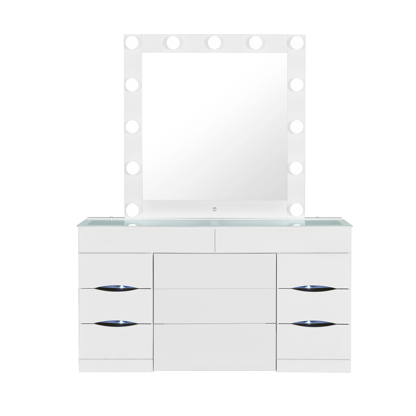 Elegant Elisa White Vanity Set with Stool and LED Lights