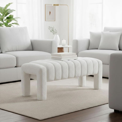 42.5 Inches Boucle Ottoman Bench Footrest Entryway-4
