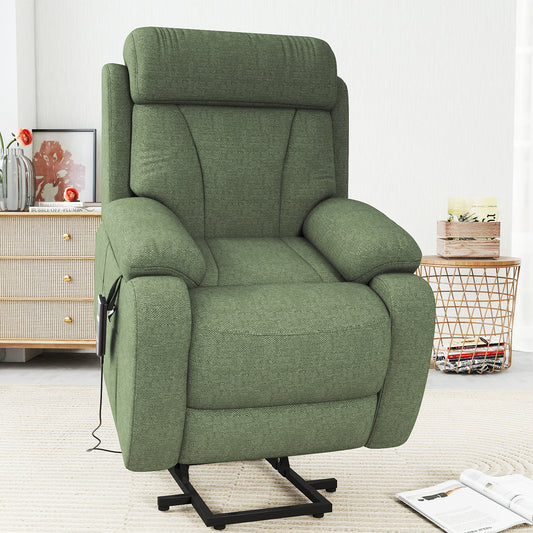 Power Lift Recliner for Elderly, Heavy Duty Lift Chair Recliners for Small Spaces, Electric Recliner Chairs for Seniors, Remote Control, Adjustable, Side Pocket (Dark Green+ Snowflake Velvet)
