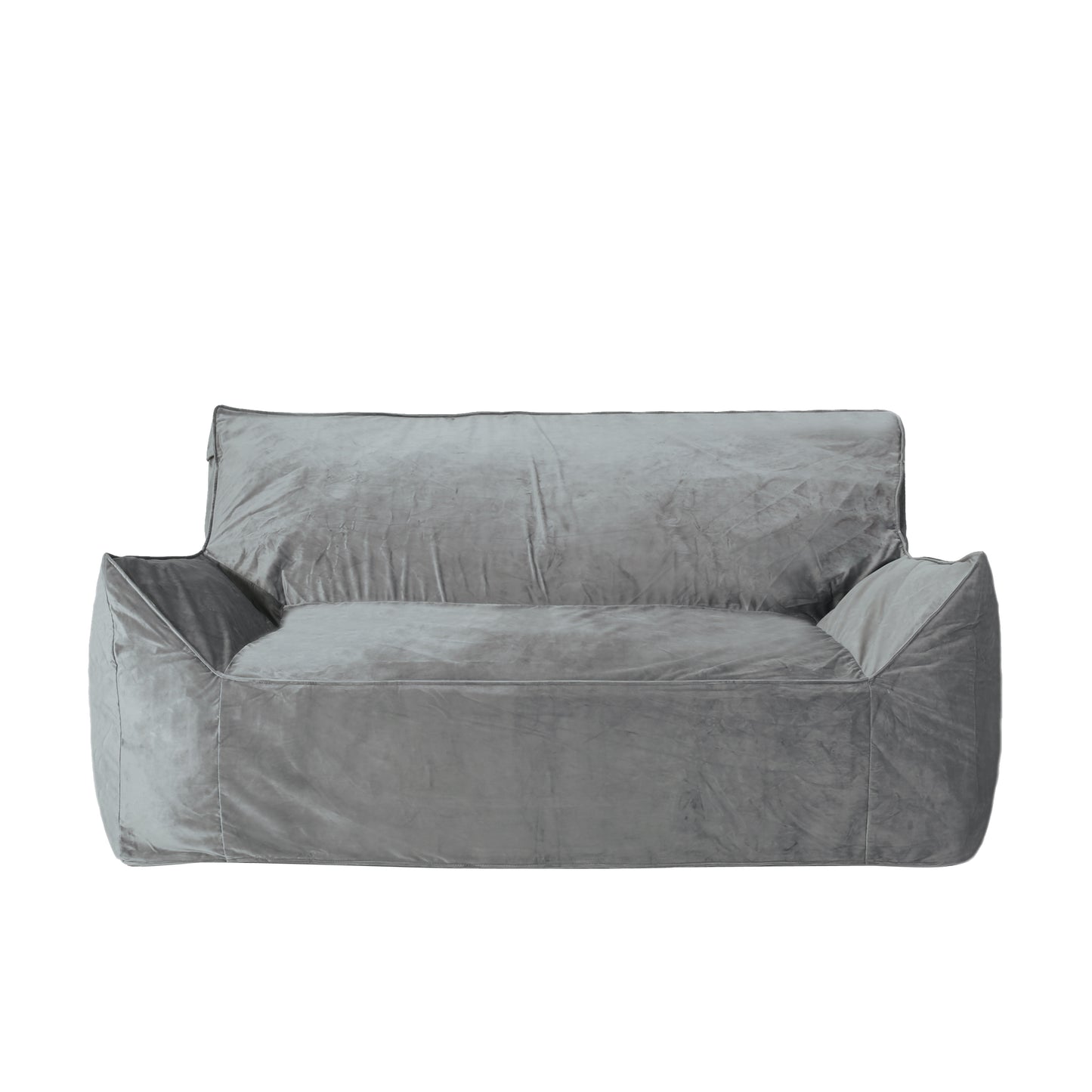 Fila Velveteen Oversized 2 Seater Bean Bag Chair with Armrests, Soft Velvet, Gray, 60x40 Inches