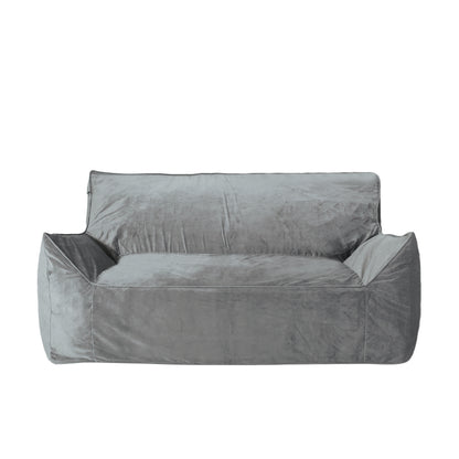 Fila Velveteen Oversized 2 Seater Bean Bag Chair with Armrests, Soft Velvet, Gray, 60x40 Inches