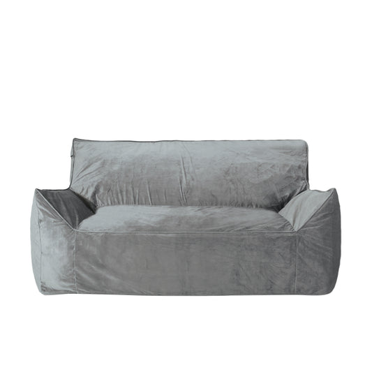 Fila Velveteen Oversized 2 Seater Bean Bag Chair with Armrests, Soft Velvet, Gray, 60x40 Inches