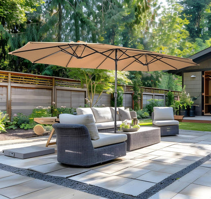 15 Foot Patio Umbrella With Base UV Protected Fabric
