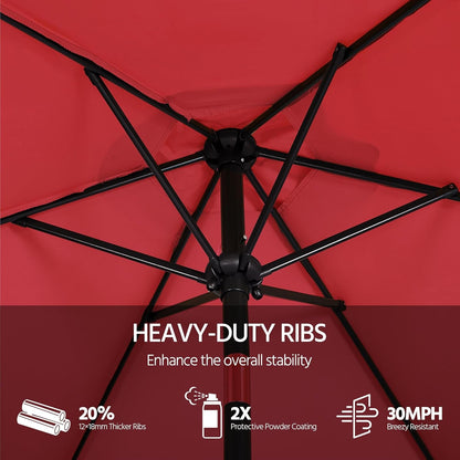 9ft Patio Umbrella Red UV Protection Weatherproof Tilt