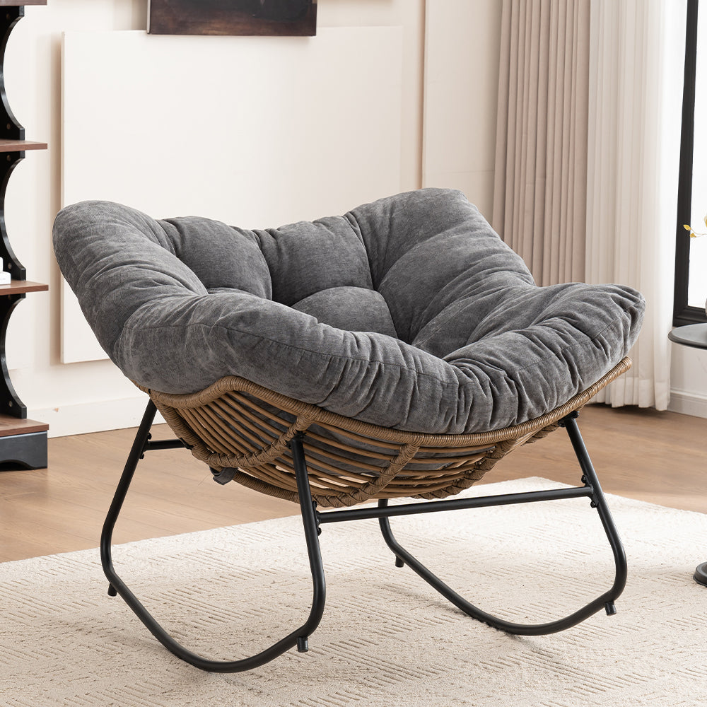 Rocking Chair, Chenille Upholstered Accent Chair, Modern Nursery Rocking Chair for Living Room, Bedroom, Apartment