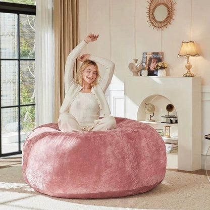 4FT bean bag chair, memory foam filling, adult and teen bean bag chair, soft sofa with removable flannel cover, round sofa for living room, bedroom, college dorm.
