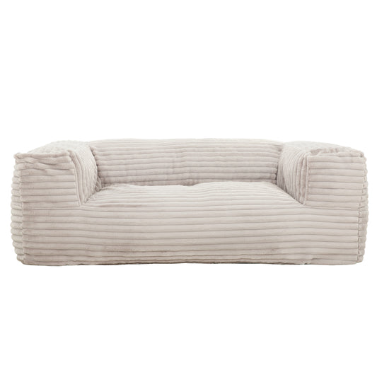 Living Room 71 In Memory Foam Bean Bag Sofa, Soft Fabric Lounger Chair Bean Bag with Armrest, Beige