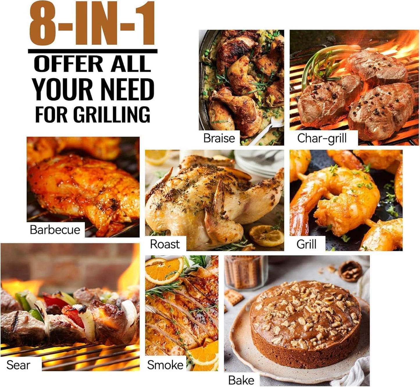 Portable Wood Pellet Grill Smoker 202S quare Inches Black
