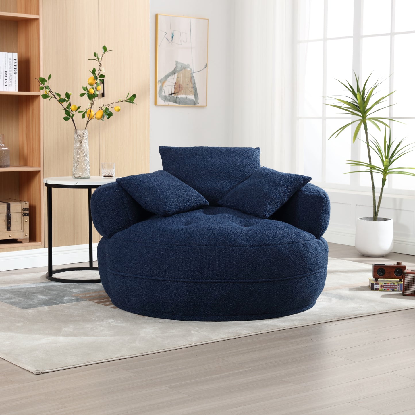 COOLMORE Chenille Sponge single sofa,No Assembly Required,Fluffy Modern Sleeper Chair for Living room, Bedroom, Lounge and Projection Room