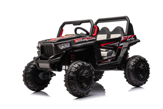 12v7a*2 30w*4 Four-wheel drive leather seat one button start,forward and backward, high and low speed,  music, front light, power display,  two doors can open, 2.4G R/C, seat belt four wheel absorber
