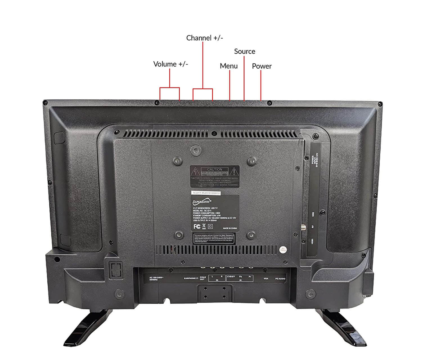 24" Supersonic 12 Volt AC/DC Widescreen LED HDTV with USB, SD Card Reader and HDMI-1