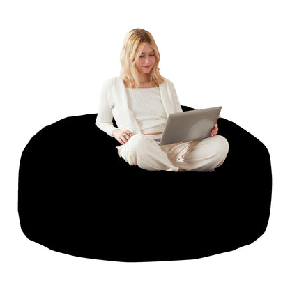 5FT bean bag chair, memory foam filling, adult and teen bean bag chair, soft sofa with removable flannel cover, round sofa for living room, bedroom, college dorm