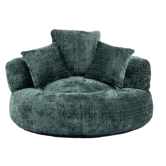 Emerald Chenille High Back Bean Bag Chair Couch with Three Pillows, Indoor & Outdoor, Single Gaming Sofa for Bedroom and Office