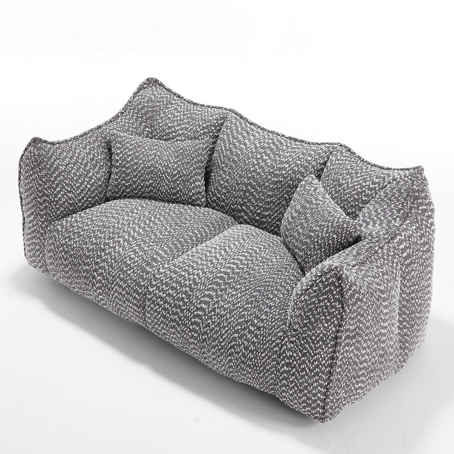 Comfortable Dual Beanbag Chair with High Resilience Foam Core for Two People in Grey Chenille