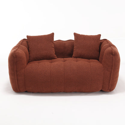 Cozy Beanbag Chair with High Resilience Foam Core for Two - Red Chenille, 66x35x25 inches