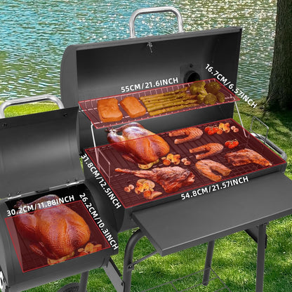Barrel Charcoal Grill With Offset Smoker 550 SqInches