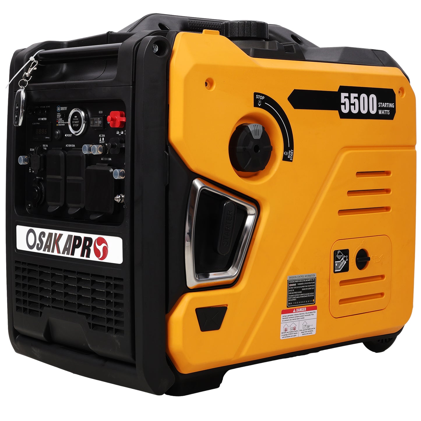 Super Quiet Inverter Generator 5.5KW Portable Electric & Remote Start, Orange Aluminum, 224cc 4 Stroke
