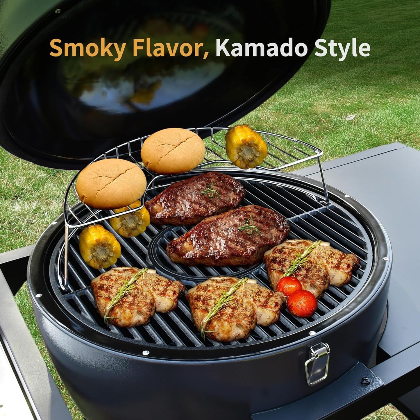 Kamado Charcoal Grill 22Inch Industrial Grade Cast Iron