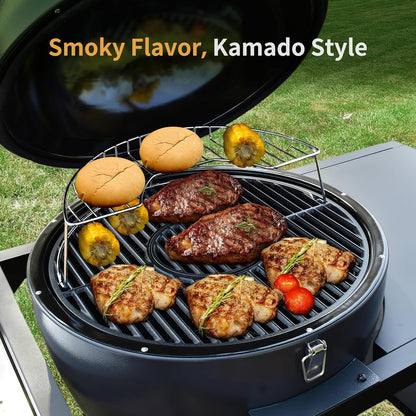 Kamado Charcoal Grill 22Inch Industrial Grade Cast Iron
