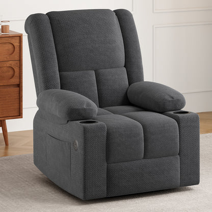 Power Lift Recliner Chair with Massage and Heat for Elderly People, USB Ports and Cup Holders
