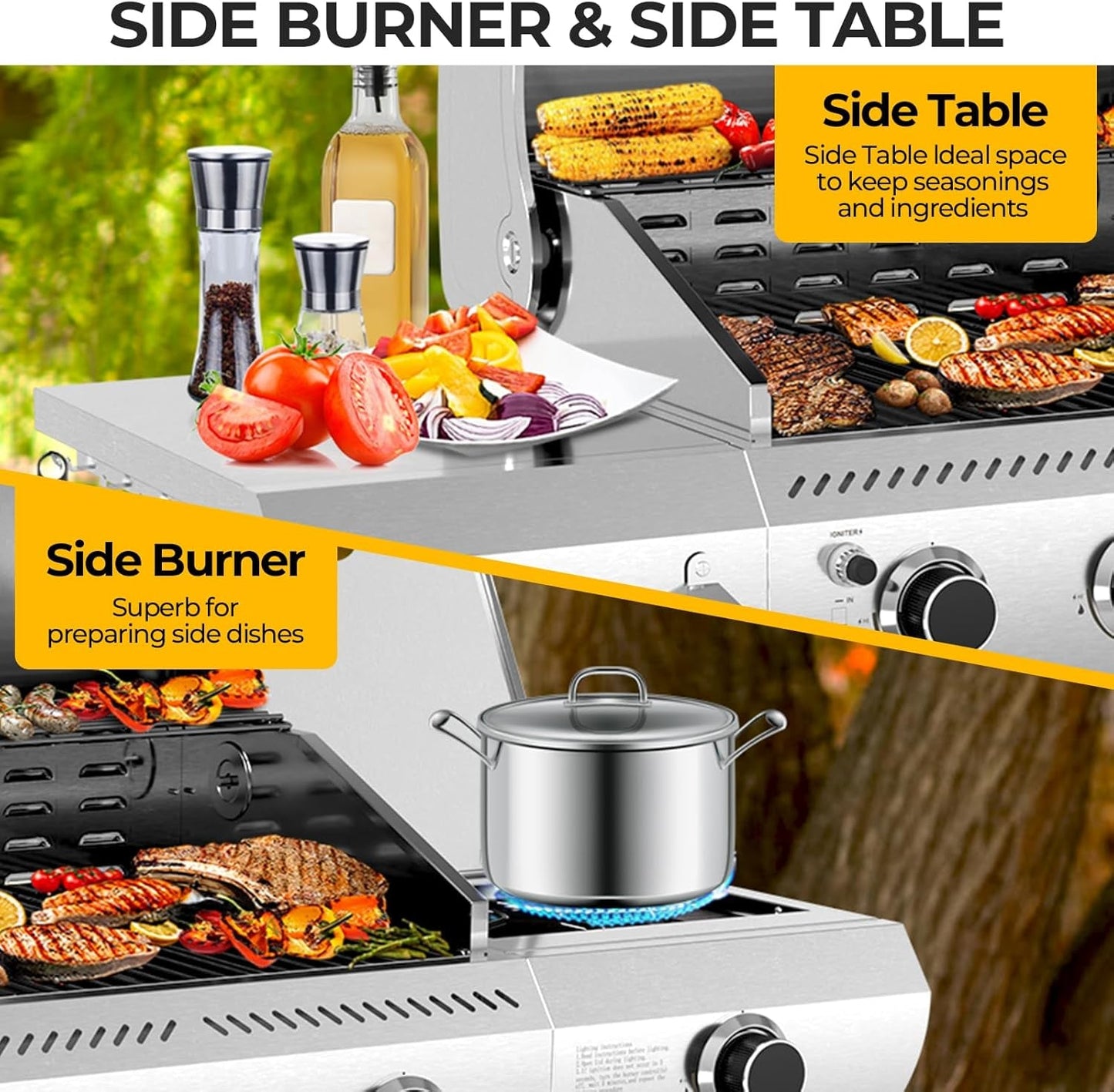 Propane Grill With Side Burner Commercial Grade Outdoor