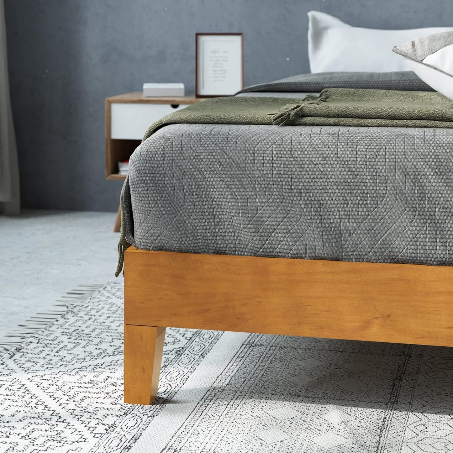 Premium Twelveinch Wood Platform Bed Slats Full Size-3