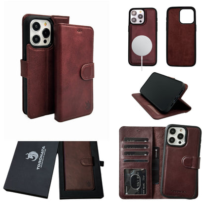 Vegas Premium Leather iPhone 15 Pro Max Wallet Case with MagSafe | Detachable RFID Blocking Luxury Wallet