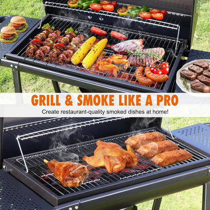 Charcoal Barrel Grill Featuring Extra Wide Side Tables