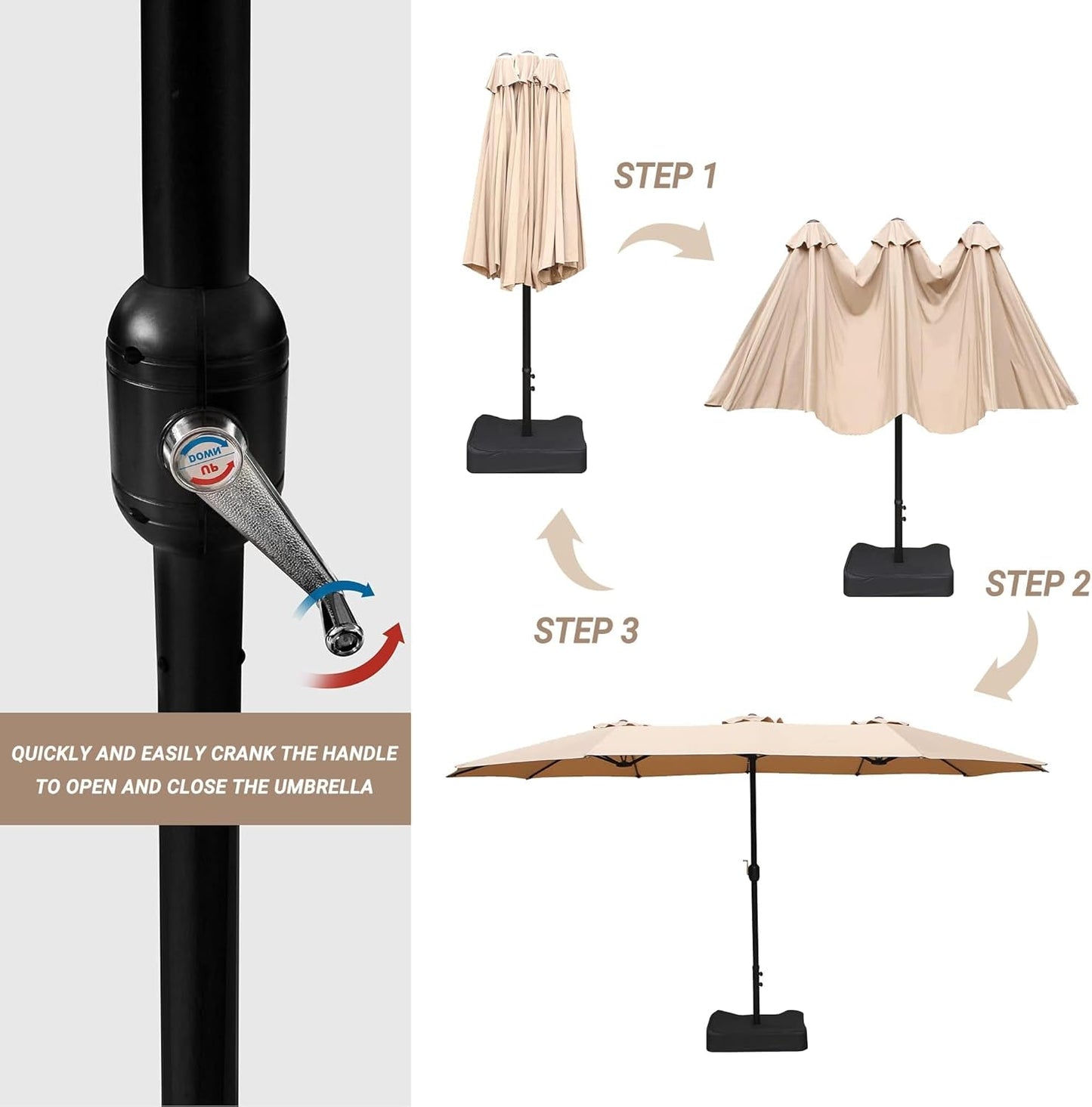 15 Foot Patio Umbrella With Base UV Protected Fabric