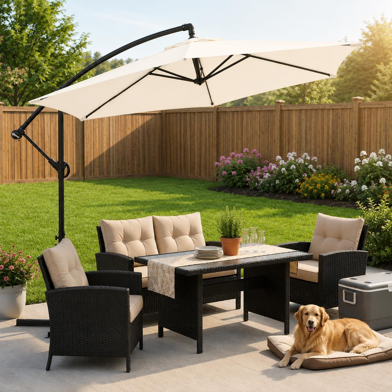 9ft Off set Cantilever Weatherproof Umbrella With Tilt-2