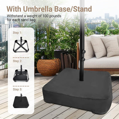 15 Foot Patio Umbrella With Base UV Protected Fabric
