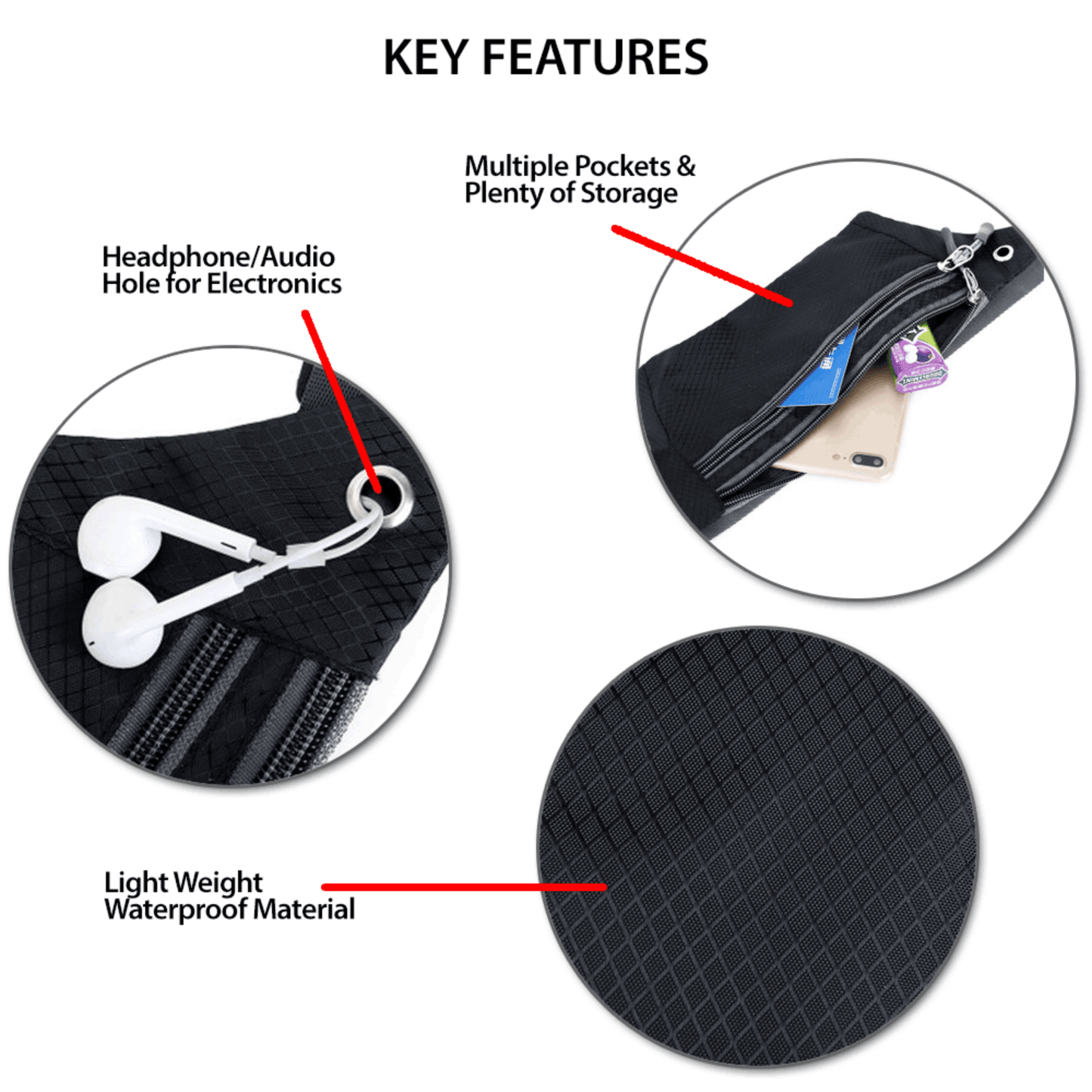XGear Fitness Waterproof Fanny Pack for Running and Travel-3