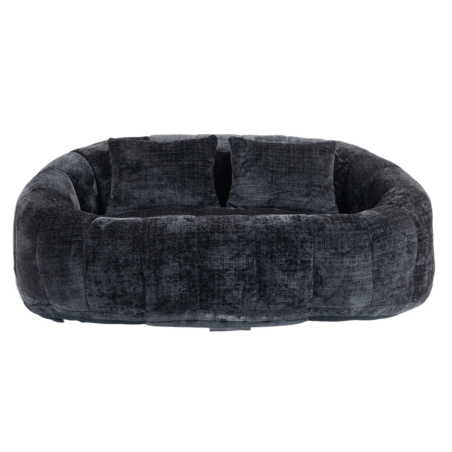 High Back Durable Comfort Bean Bag Sofa Couch for Adults and Kids, Black Chenille