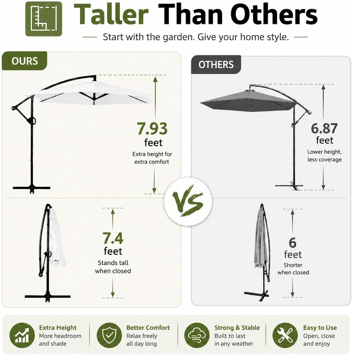 9ft Off set Cantilever Weatherproof Umbrella With Tilt-3