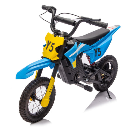 24V 250W Kids Ride On Electric Toy Off-Road Motorcycle,Built-in Lithium Battery,180lbs Weight Capacity,Four Hours Charging time,One Hour Working,Rear Suspension,Speeds 7.46-9.32MPH For Kids Aged 8+.