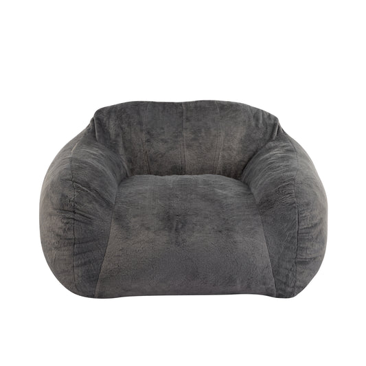 Sezze Indoor Bean Bag Chair with Shredded Foam Filling, Gray Faux Fur, 48 x 41 x 27 inches