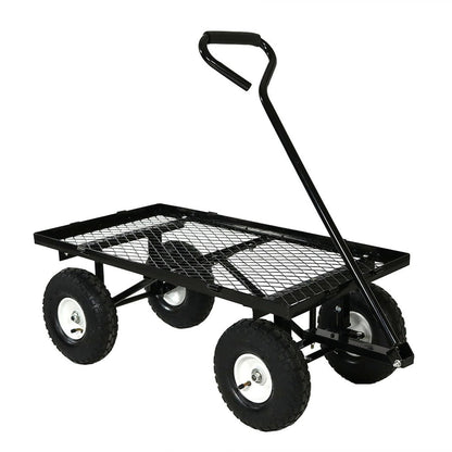 Heavy Duty Black Wheelbarrow Steel Log Garden Cart