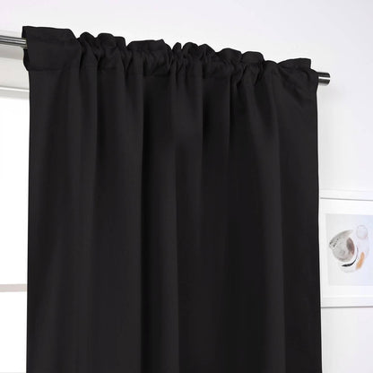 52 x 108 inch Solid Black Thermal Blackout Curtain Panels - Set of 2