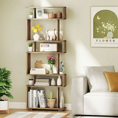 6-Tier Bookcase with Anti-Tipping Kit-White