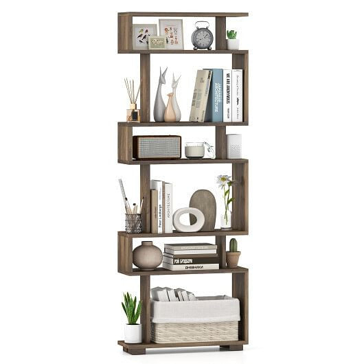 6-Tier Bookcase with Anti-Tipping Kit-White