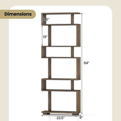 6-Tier Bookcase with Anti-Tipping Kit-White