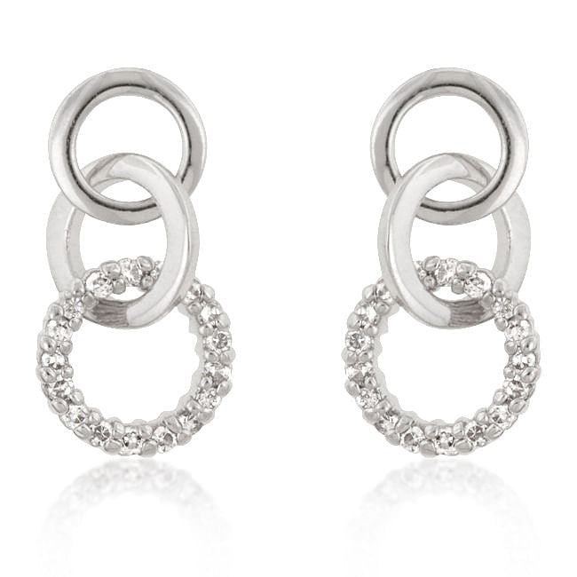 Rhodium Plated Finish Triplet Hooplet Earrings