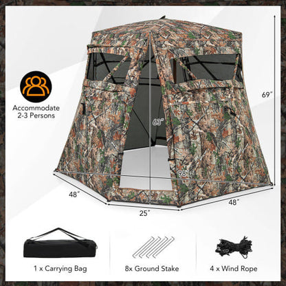 360 One Way See Through Ground Hunting Blind for Deer and Turkey Hunting