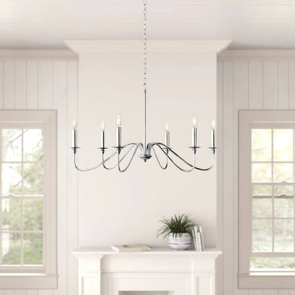 30-inch Classic 6-Light Dimmable Chandelier in Polished Nickel Finish