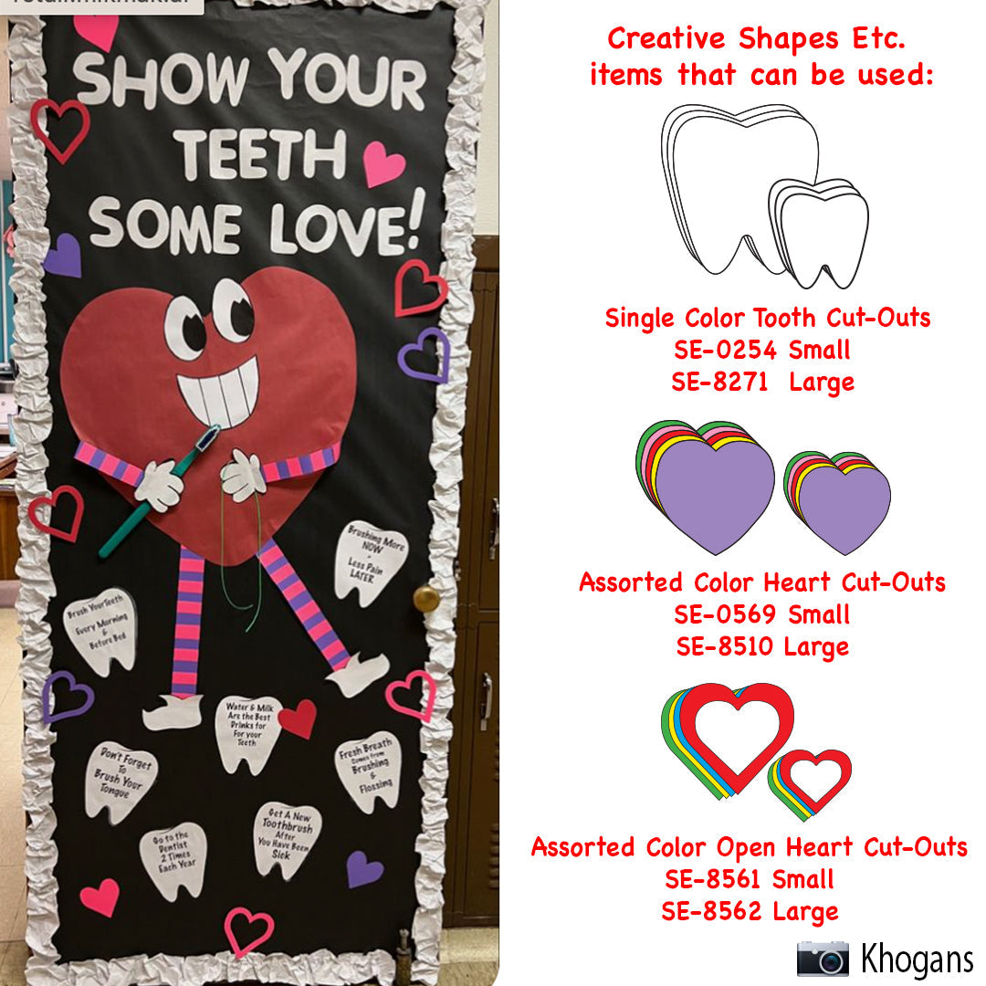 SHAPES ETC.  Open Heart Assorted Color Creative Cut-Outs- 5.5"