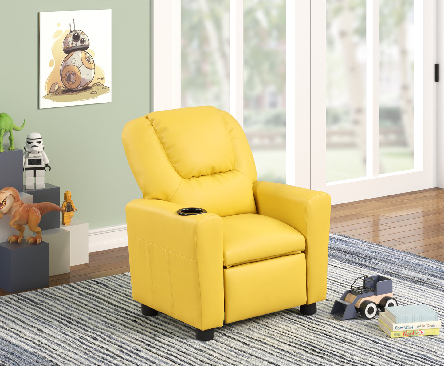 Palmer’s Yellow Kids Recliner with Cupholder
