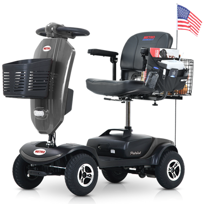 Outdoor compact mobility scooter with windshield ,300W Motor, Travel - Long Range Power Extended Battery with Cup holders & USB charger port, GREY