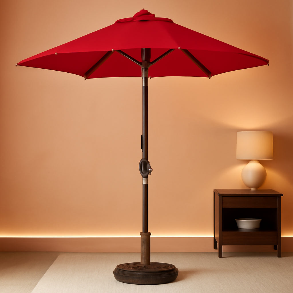 9ft Patio Umbrella Red UV Protection Weatherproof Tilt